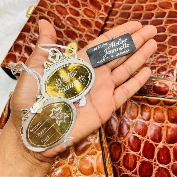 Rare Vintage Atelier Jeannette Leather Croc Embossed set made in Germany - Picture 3 of 16